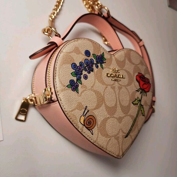 NWT Coach CU373 Coach X Observed By Us Heart Crossbody Signature Canvas Print - Picture 2 of 7